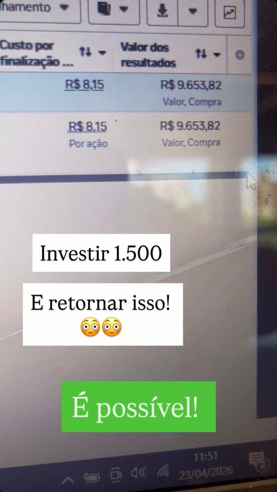 Prova social — resultado de aluno